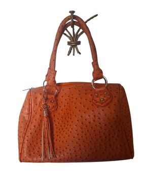 Ostrich Print Orange Satchel